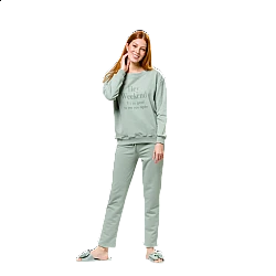 Γυναικεία Χειμερινή πιτζάμα Homewear φαρδιά λαιμόκοψη HARMONY 28-101933 Βεραμάν