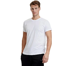 Ανδρική Φανέλα T-SHIRT  φαρδιά γραμμή Λαιμόκοψη Walk W1915-01 Λευκό 