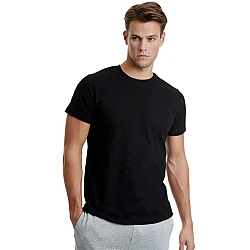 Ανδρική Φανέλα T-SHIRT  φαρδιά γραμμή Λαιμόκοψη Walk W1915-02 Μαύρο