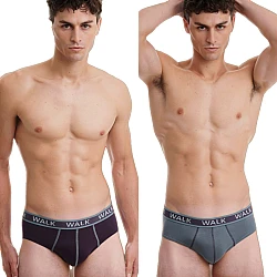 Ανδρικό βαμβακερό εσώρουχο Slip 2Pack Walk W1757-4507 Μωβ-Γκρι/Ραφ-Μωβ