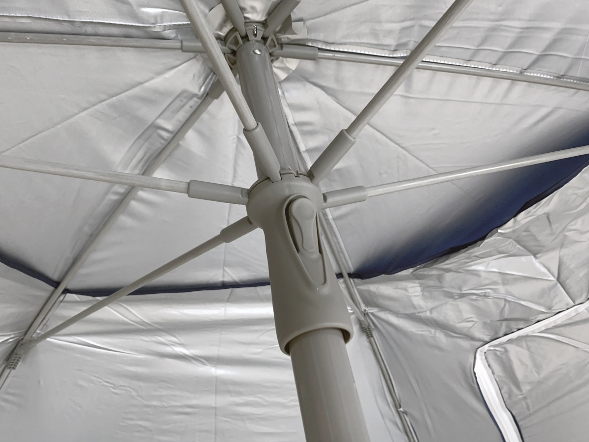Oμπρέλα-Σκίαστρο Θαλάσσης 2 σε 1  240/6 Ακτίνες FIBER GLASS 8mm Πασαλάκια Μεταλλικός Άξονας SOLART 1533 Μπλε