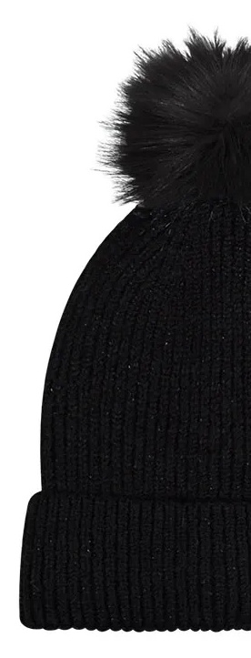 Γυναικείος Σκούφος Πλεκτός Μονόχρωμος Lurex-Pom Pom Ακρυλικός STAMION 111259 ΜΑΥΡΟ
