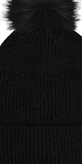 Γυναικείος Σκούφος Πλεκτός Μονόχρωμος Lurex-Pom Pom Ακρυλικός STAMION 111259 ΜΑΥΡΟ