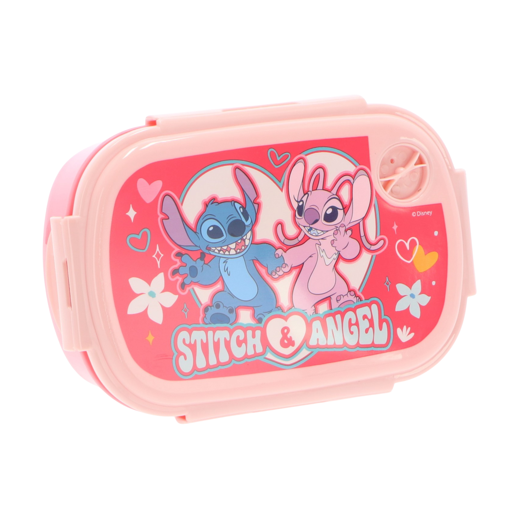Παιδικό LUNCH SET 5 LUNCH BOX SNACK BOX και Μπουκάλι Παγούρι Νερού Αλουμινίου Disney Stitch & Angel 565469 ΡΟΖ