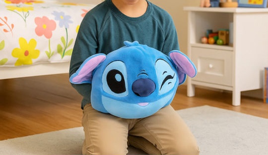 Παιδικό Cuddle Pillow Λούτρινο Μαξιλάρι Αγκαλιάς με τσέπες για ζεστά χέρια Hand warmers Noxxiez Stitch HW776 ΜΠΛΕ