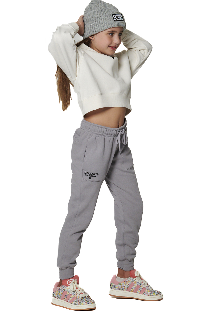 ΠΑΙΔΙΚΟ FLEECE ΠΑΝΤΕΛΟΝΙ ΓΙΑ ΚΟΡΙΤΣΙΑ Body Action 022504-01-STONE GREY
