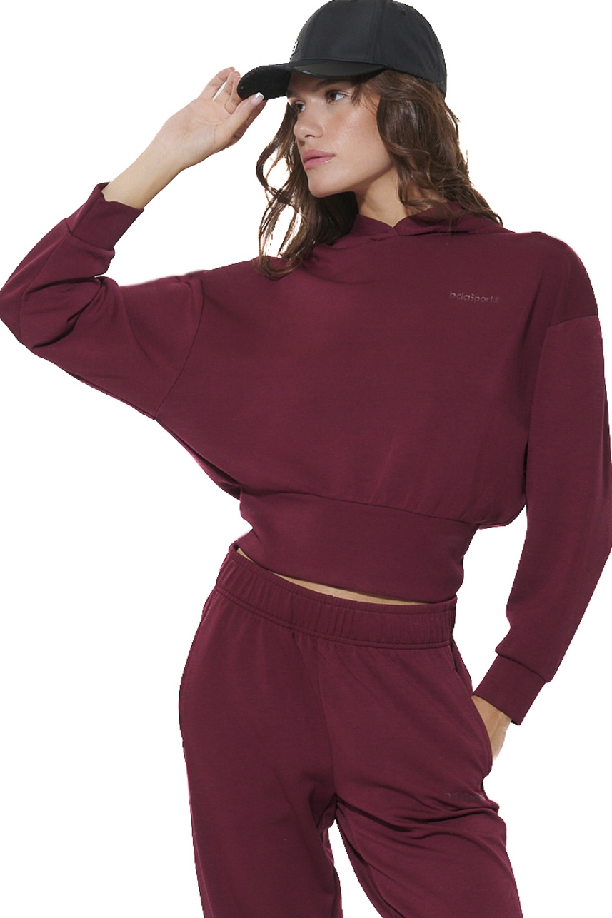 ΓΥΝΑΙΚΕΙΟ CROP MODAL ΦΟΥΤΕΡ ΜΕ ΚΟΥΚΟΥΛΑ Body Action 061622-01-MAROON BANNER
