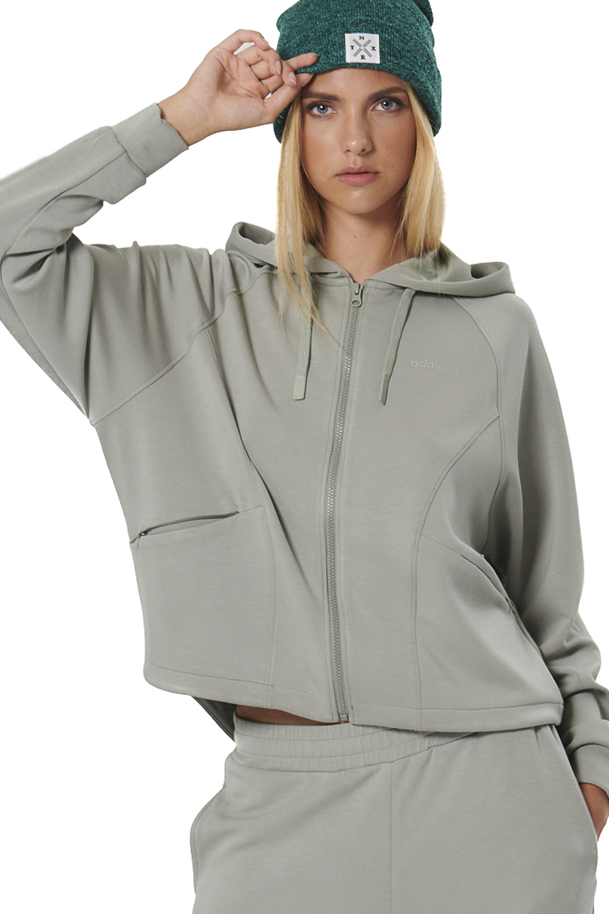 ΓΥΝΑΙΚΕΙΑ MODAL ΖΑΚΕΤΑ ΜΕ ΚΟΥΚΟΥΛΑ Body Action 071524-01-FOG GREEN