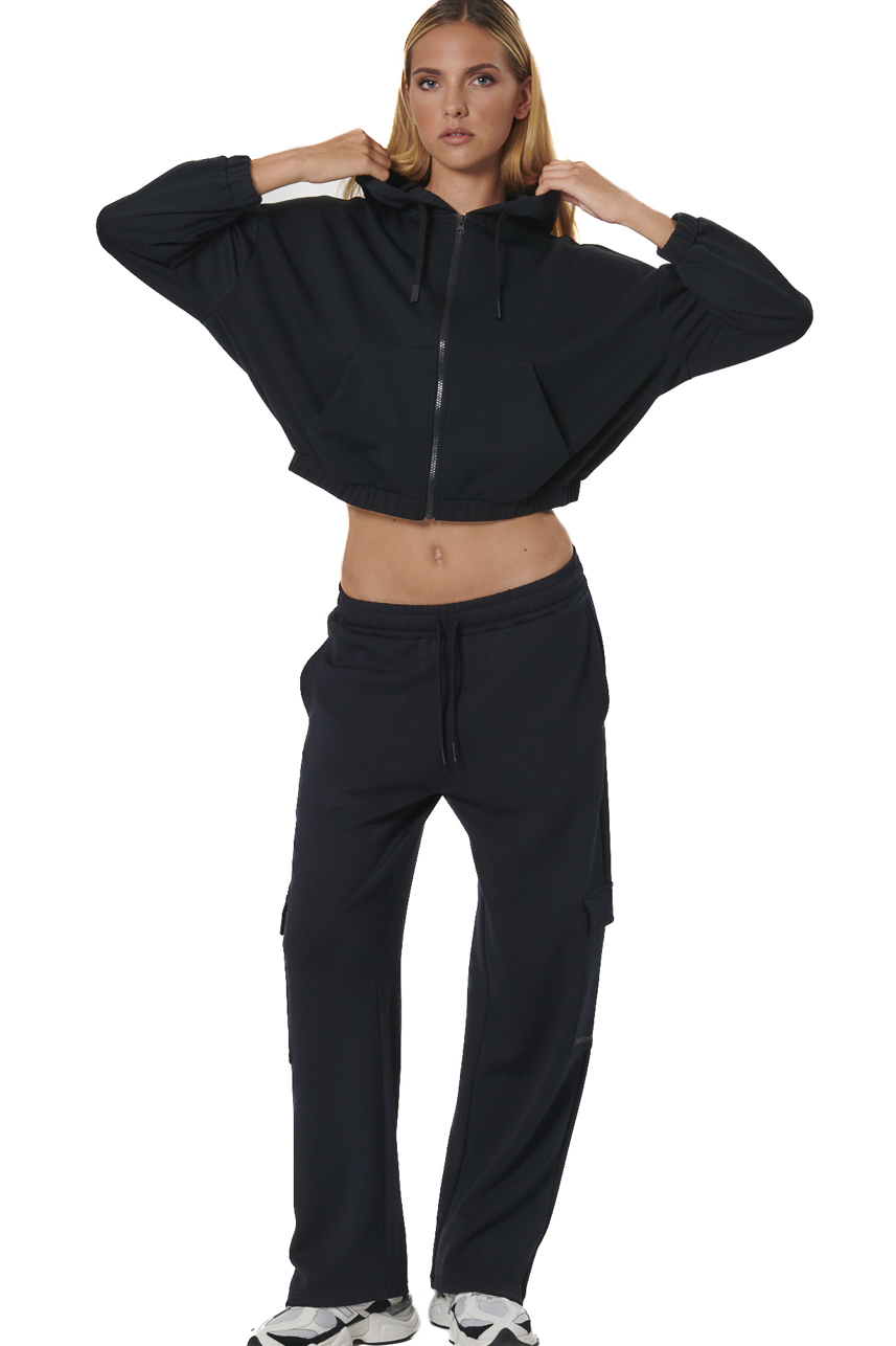 ΓΥΝΑΙΚΕΙΑ CROPPED ZΑΚΕΤΑ ΜΕ ΚΟΥΚΟΥΛΑ Body Action 071528-01-BLACK