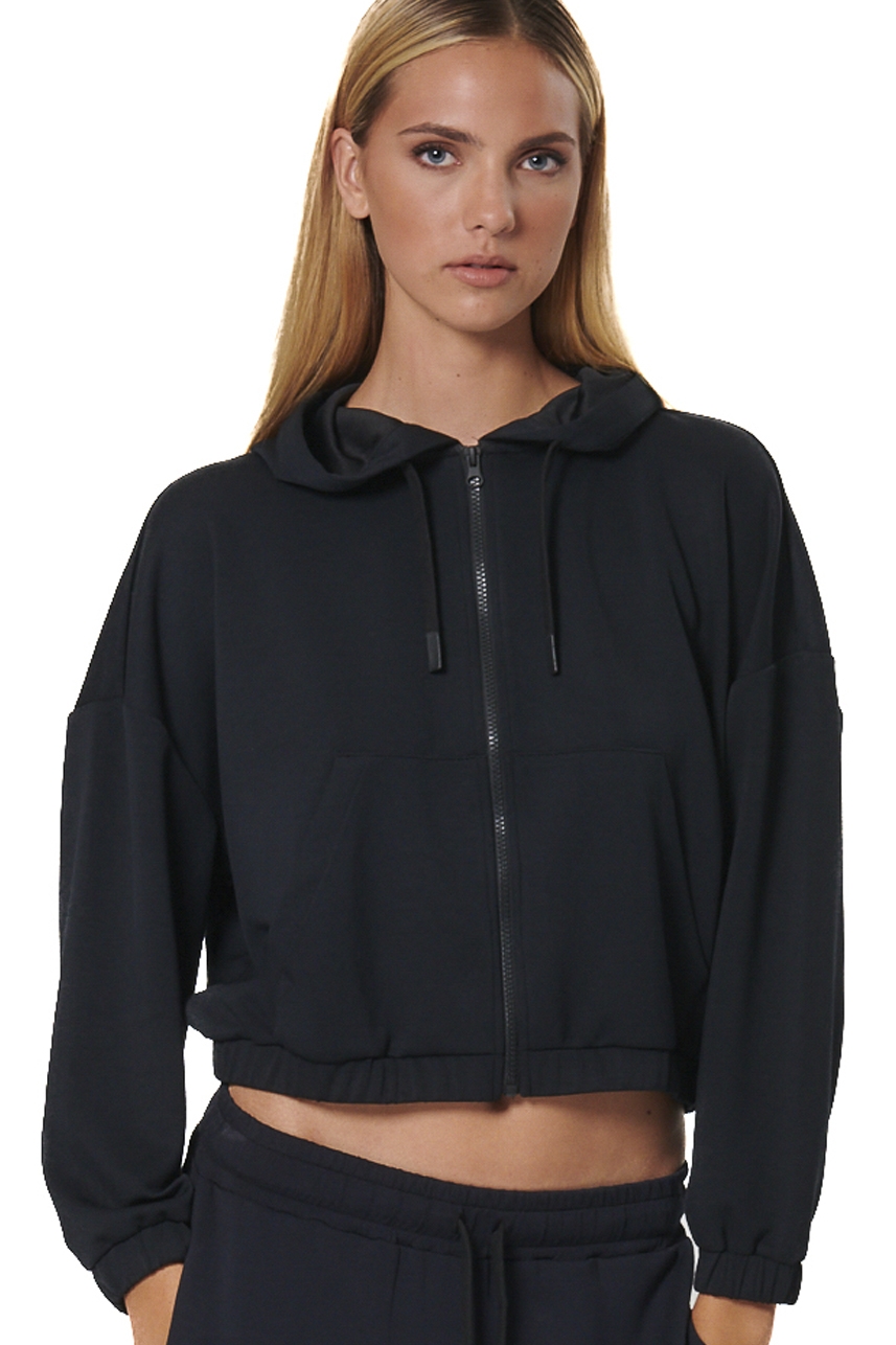 ΓΥΝΑΙΚΕΙΑ CROPPED ZΑΚΕΤΑ ΜΕ ΚΟΥΚΟΥΛΑ Body Action 071528-01-BLACK