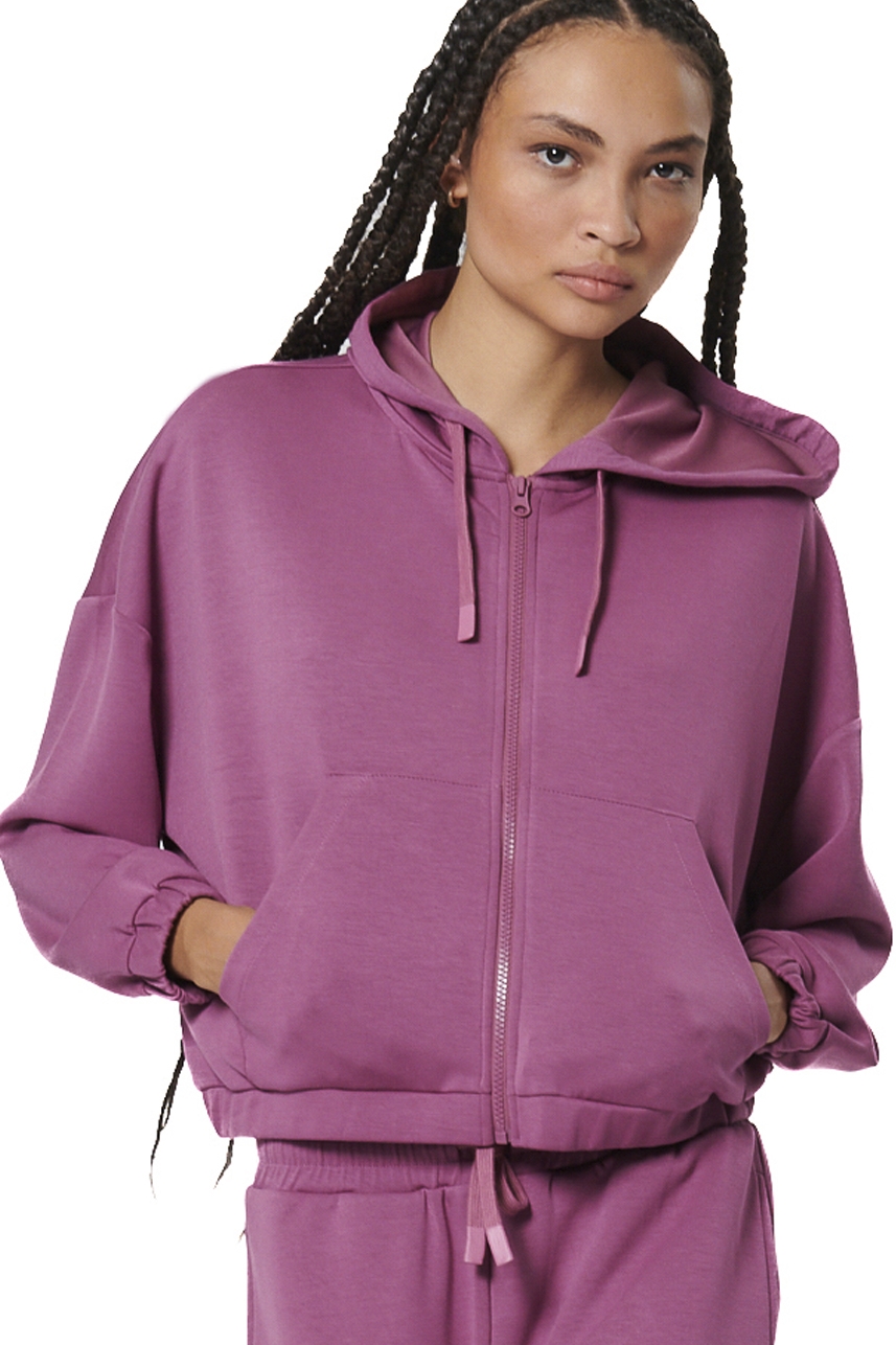 ΓΥΝΑΙΚΕΙΑ CROPPED ZΑΚΕΤΑ ΜΕ ΚΟΥΚΟΥΛΑ Body Action 071528-01-CRUSHED BERRY