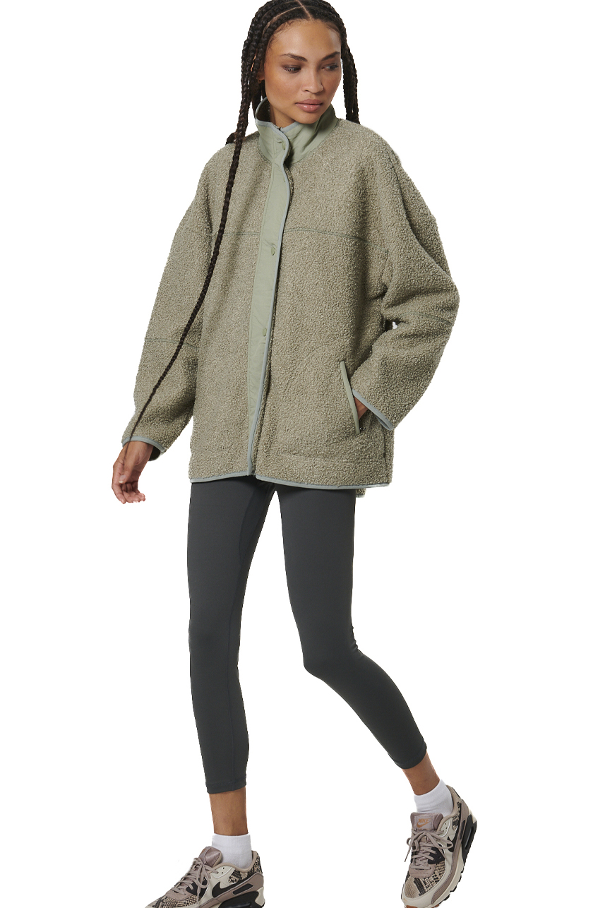 ΓΥΝΑΙΚΕΙΑ OVERSIZED BOUCLE-FLEECE ΖΑΚΕΤΑ Body Action 071530-01-FOG GREEN
