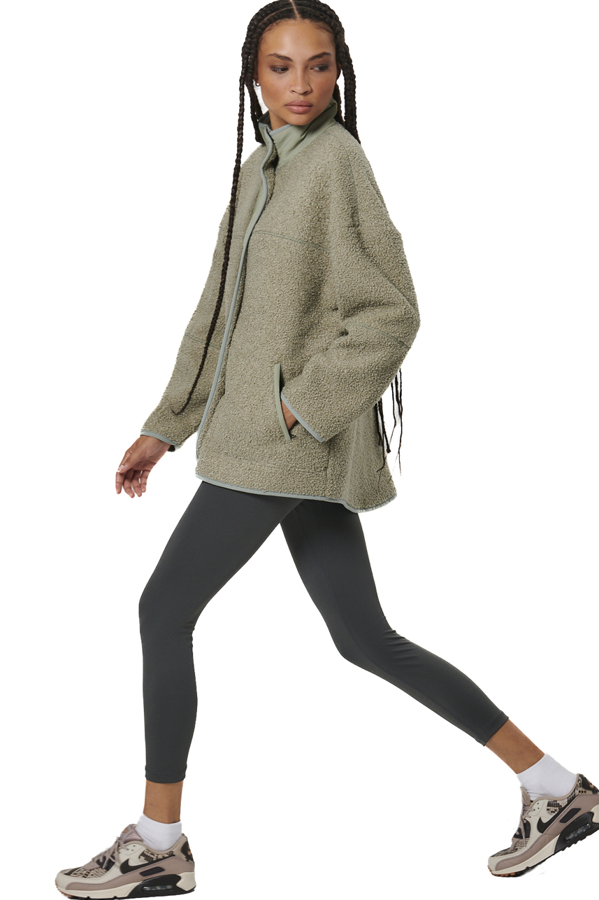 ΓΥΝΑΙΚΕΙΑ OVERSIZED BOUCLE-FLEECE ΖΑΚΕΤΑ Body Action 071530-01-FOG GREEN