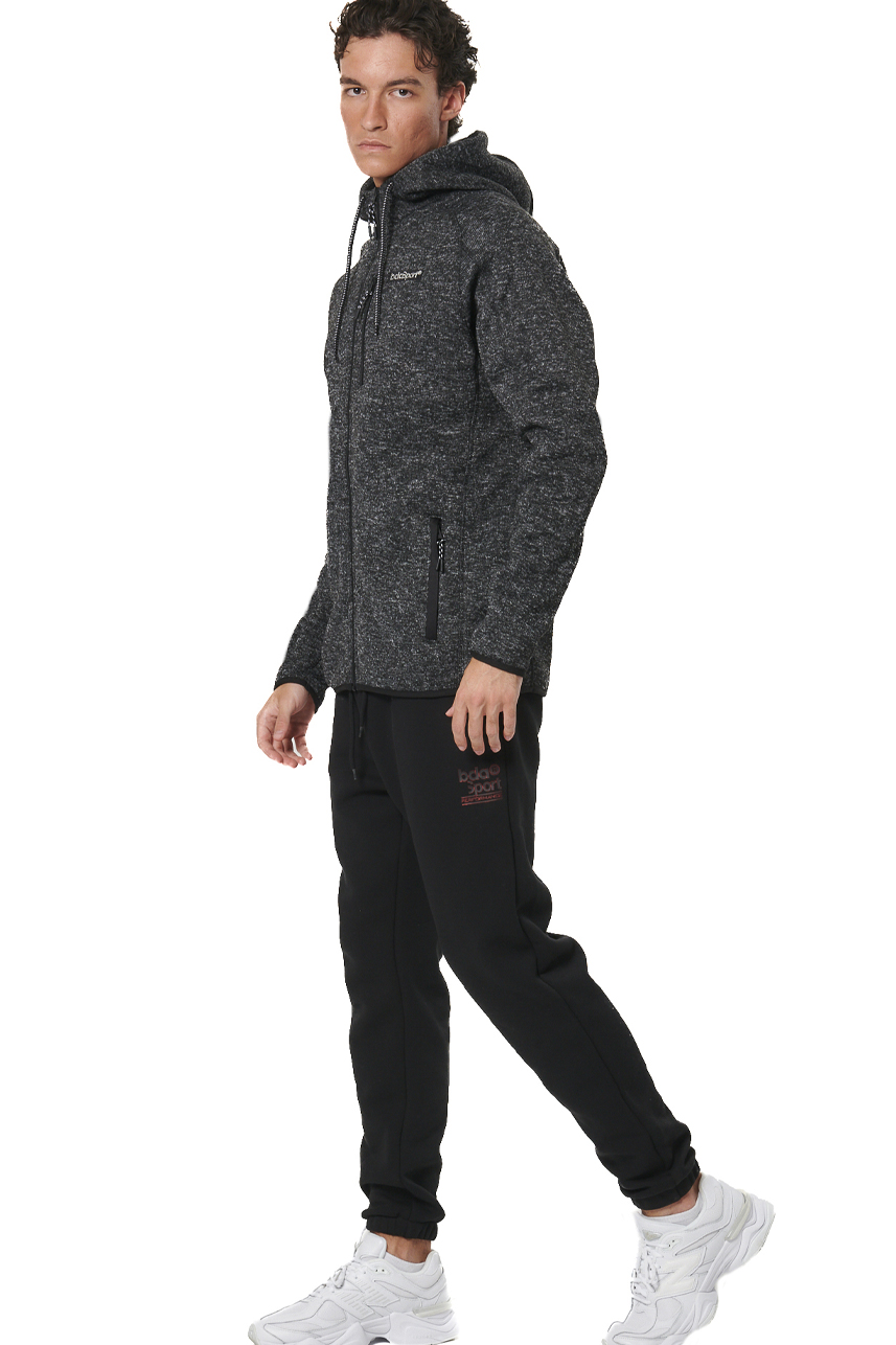ΑΝΔΡΙΚΗ KNIT FLEECE ΖΑΚΕΤΑ ΜΕ ΚΟΥΚΟΥΛΑ Body Action 073528-01-BLACK SHADOW HEATHER