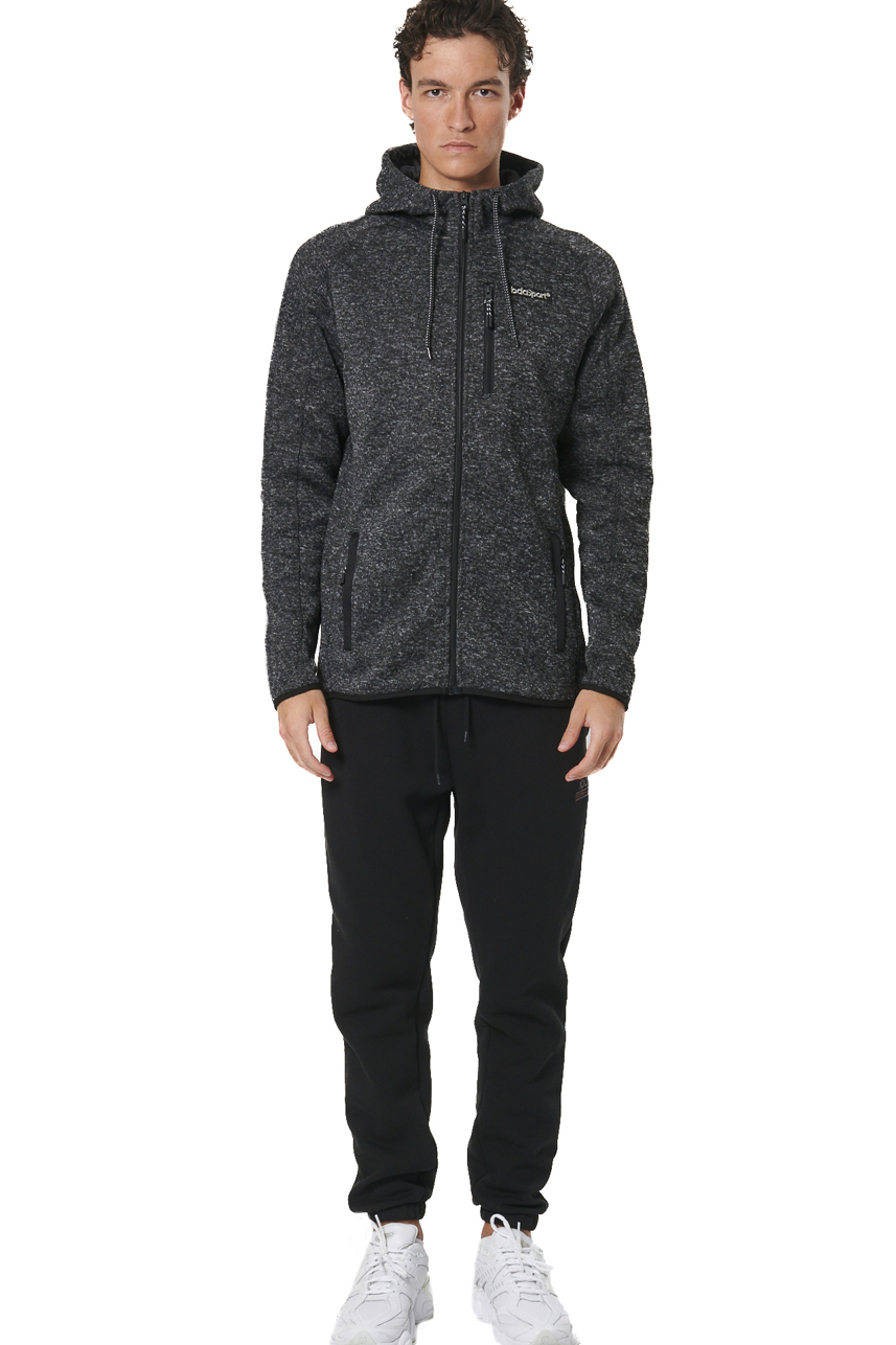 ΑΝΔΡΙΚΗ KNIT FLEECE ΖΑΚΕΤΑ ΜΕ ΚΟΥΚΟΥΛΑ Body Action 073528-01-BLACK SHADOW HEATHER