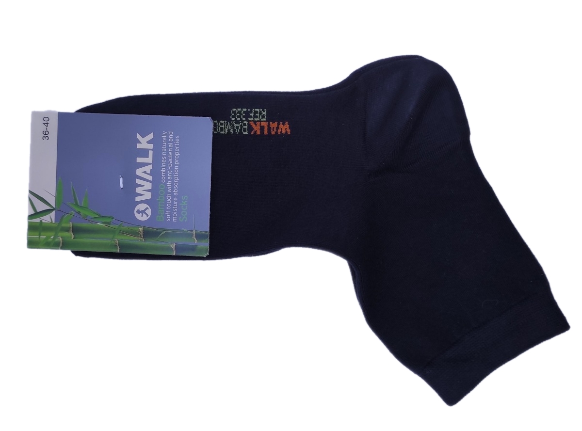 Γυναικεία Κάλτσα Ημίκοντη bamboo 36-40 ONE SIZE WALK SOCKS W333-02 ΜΑΥΡΟ
