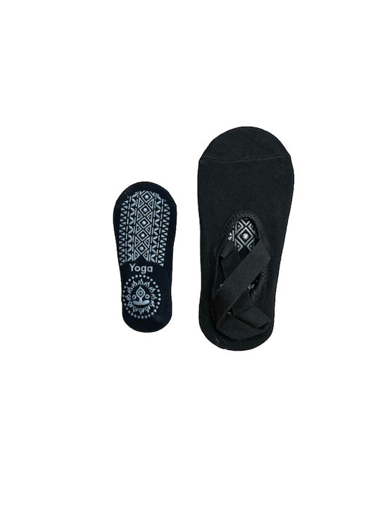 Γυναικείο Καλτσάκι Γιόγκα Βαμβακερό One Size 36-41 Αντιολισθητικός Πάτος βετουζάκια ABS Λάστιχο Στήριξης IDER 2103 ΜΑΥΡΟ