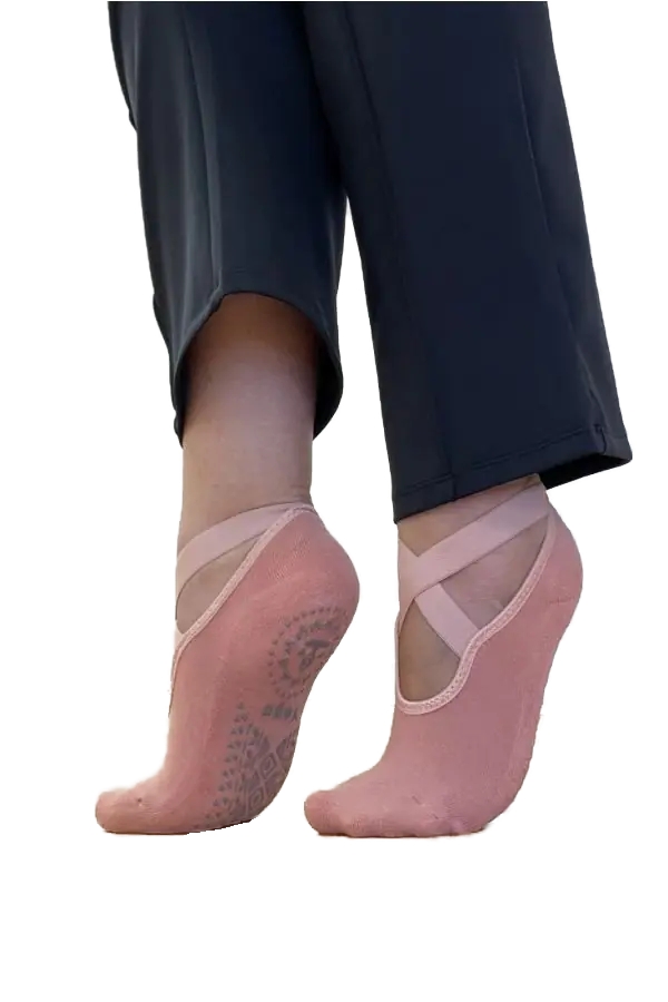 Γυναικείο Καλτσάκι Γιόγκα Βαμβακερό One Size 36-41 Αντιολισθητικός Πάτος βετουζάκια ABS Λάστιχο Στήριξης IDER 2103 ΡΟΖ