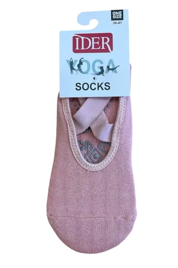 Γυναικείο Καλτσάκι Γιόγκα Βαμβακερό One Size 36-41 Αντιολισθητικός Πάτος βετουζάκια ABS Λάστιχο Στήριξης IDER 2103 ΡΟΖ