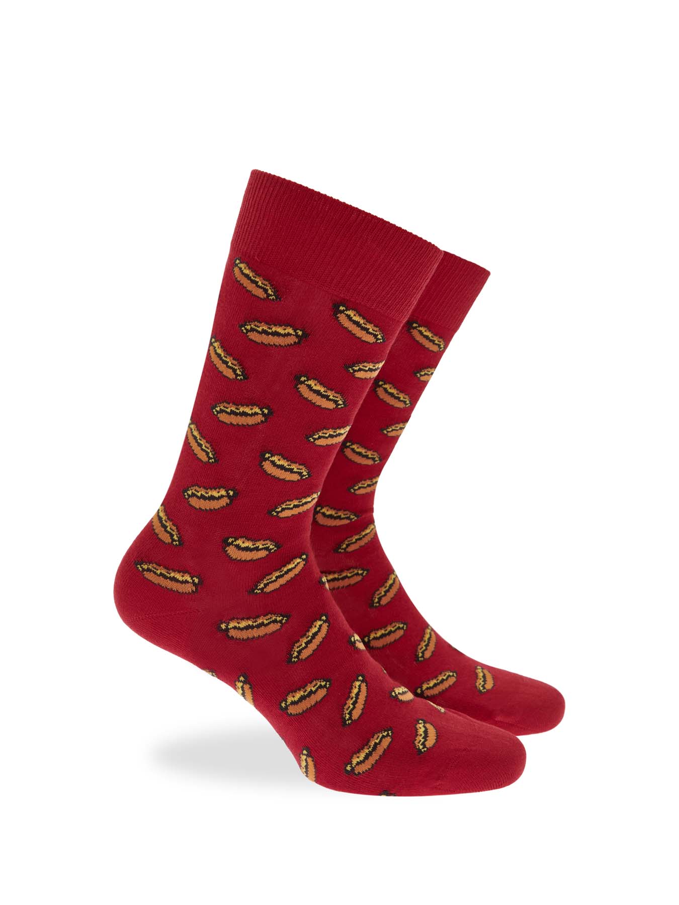 Ανδρική Κάλτσα Βαμβακερή Σχέδιο Hot dog WALK W1064-33-44 ΚΟΚΚΙΝΟ ΣΚΟΥΡΟ