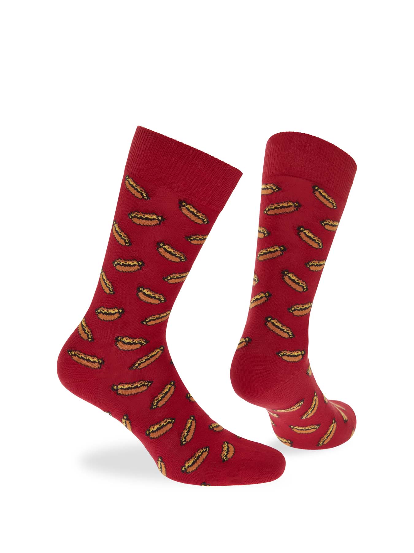 Ανδρική Κάλτσα Βαμβακερή Σχέδιο Hot dog WALK W1064-33-44 ΚΟΚΚΙΝΟ ΣΚΟΥΡΟ
