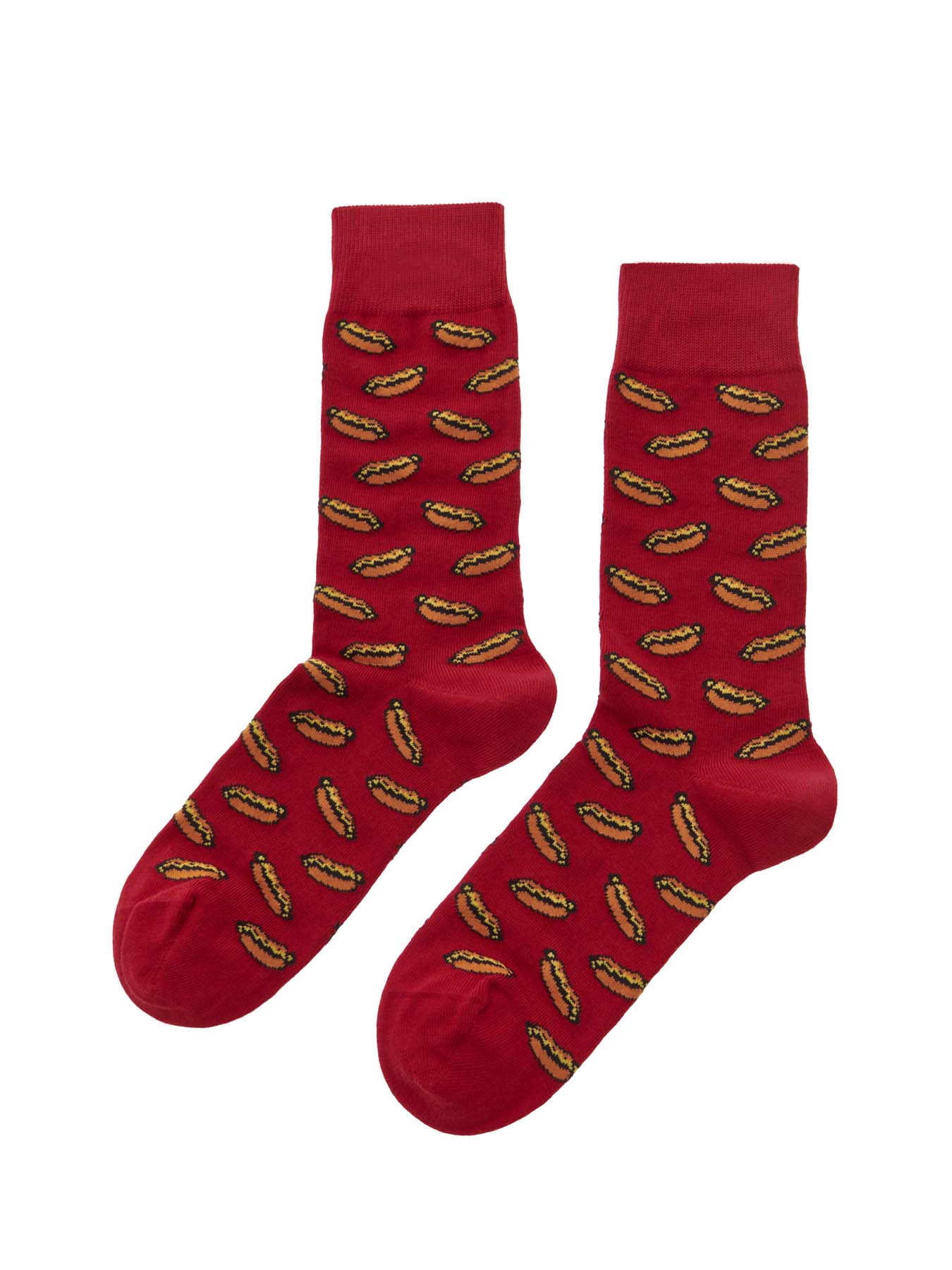 Ανδρική Κάλτσα Βαμβακερή Σχέδιο Hot dog WALK W1064-33-44 ΚΟΚΚΙΝΟ ΣΚΟΥΡΟ