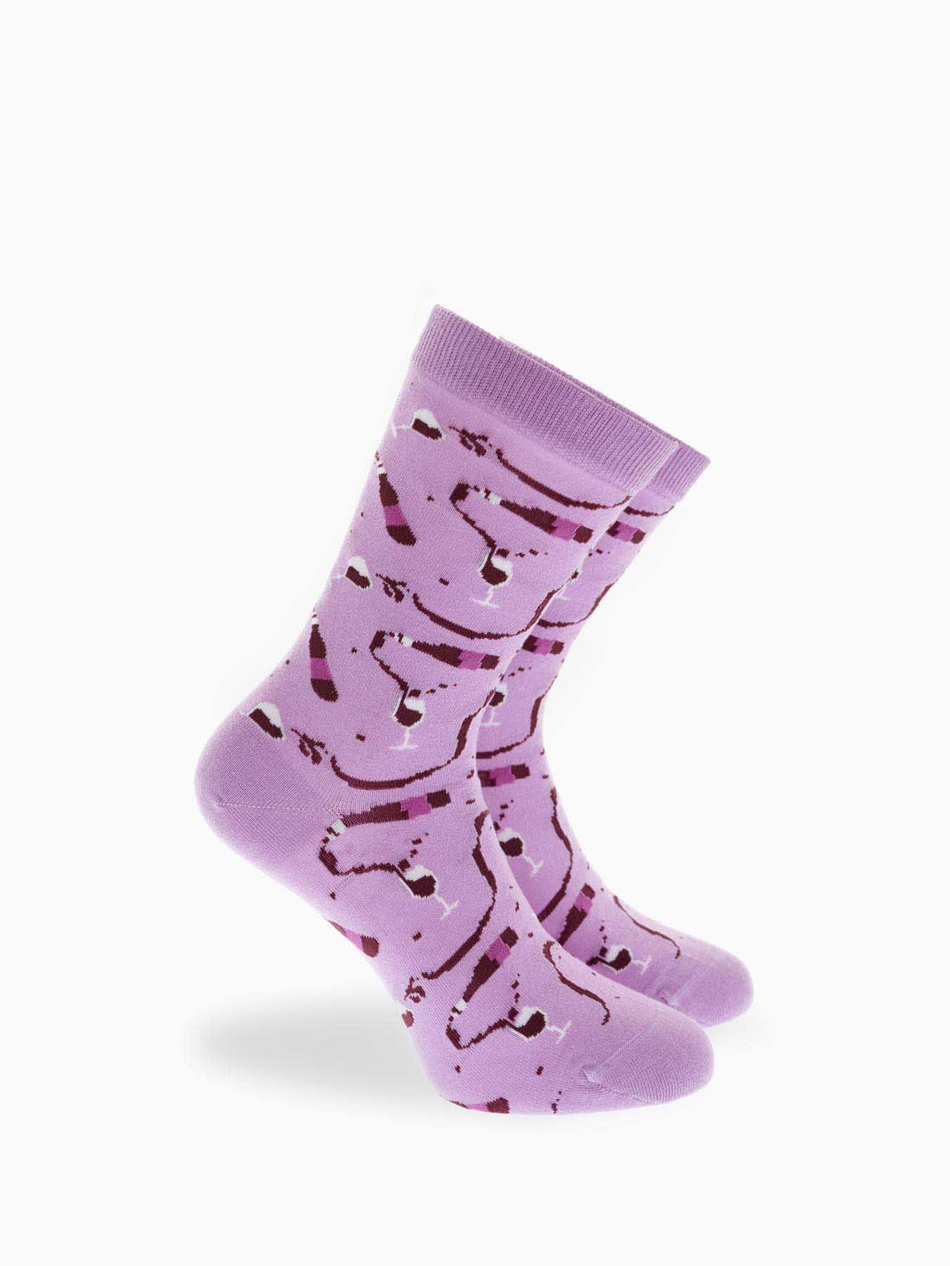 Κάλτσα Βαμβακερή Σχέδιο Wine One Size 36-40 Μαλακό Λάστιχο WALK W132-9-30 ΡΟΖ