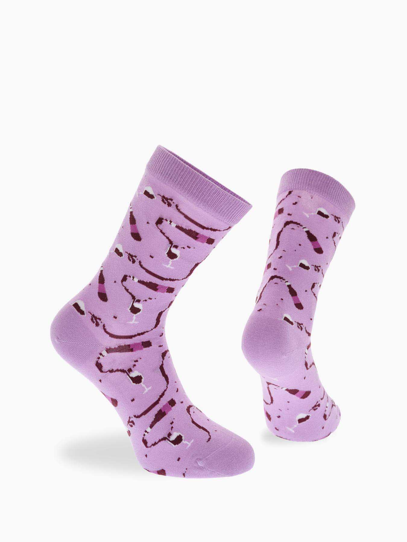 Κάλτσα Βαμβακερή Σχέδιο Wine One Size 36-40 Μαλακό Λάστιχο WALK W132-9-30 ΡΟΖ