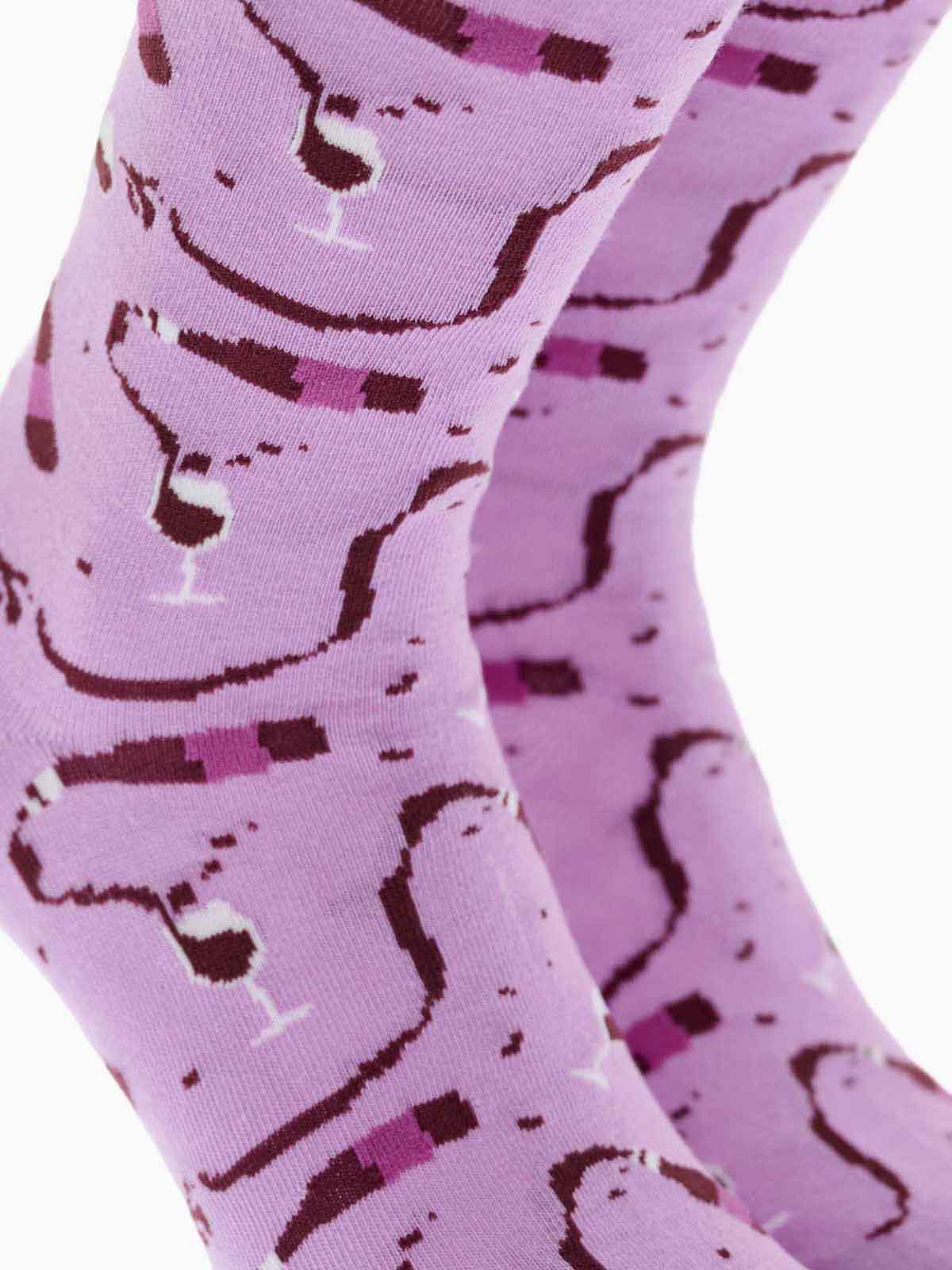 Κάλτσα Βαμβακερή Σχέδιο Wine One Size 36-40 Μαλακό Λάστιχο WALK W132-9-30 ΡΟΖ
