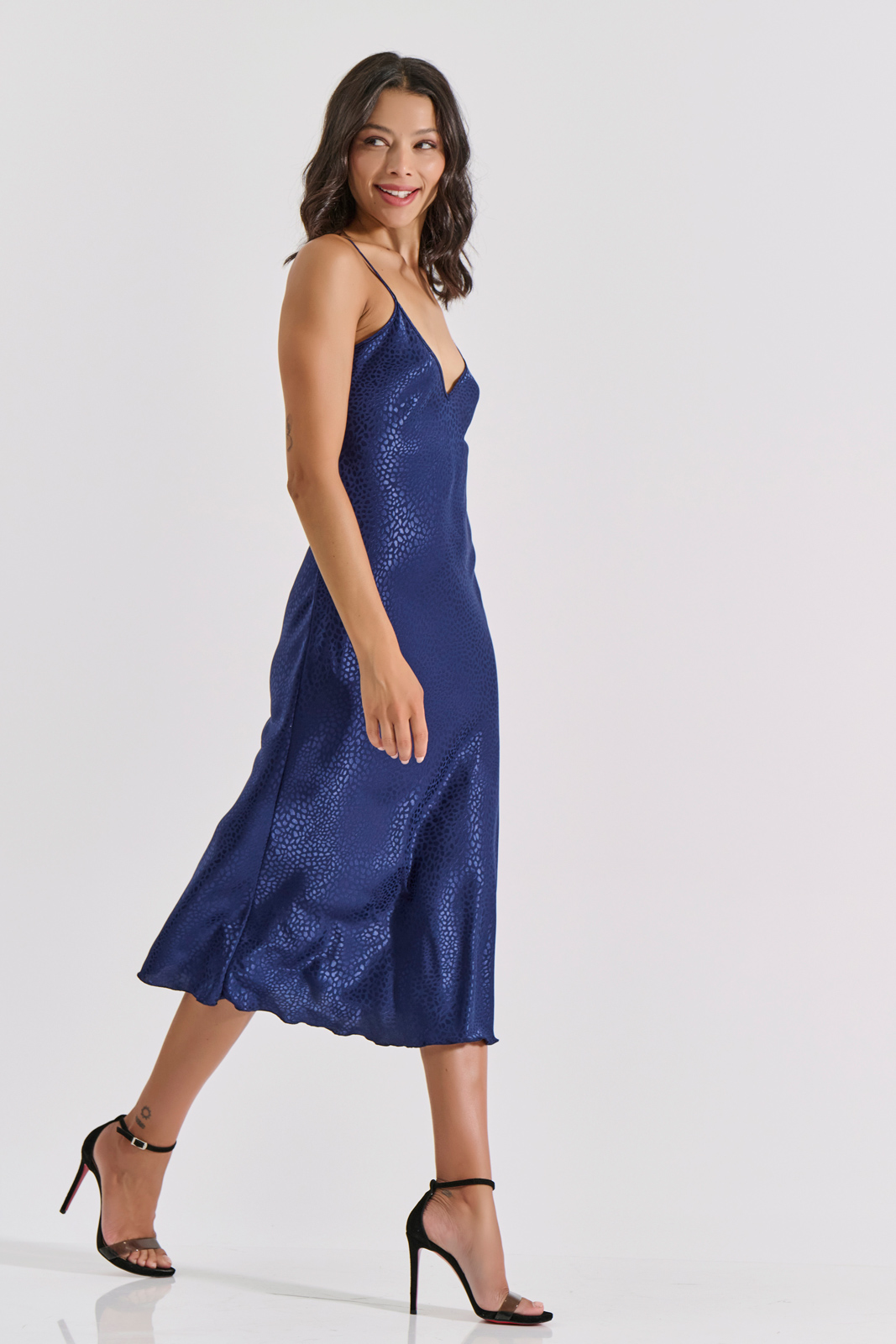 Midi Σατέν Slip Dress ΔΩΡΟ το String – Μπλε Milena By Paris 003434-Μπλε