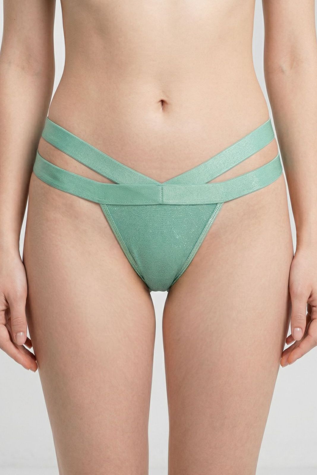 G string Γυαλιστερή Λύκρα με Φαρδιά Λάστιχα   Aqua Milena By Paris 006965-Aqua
