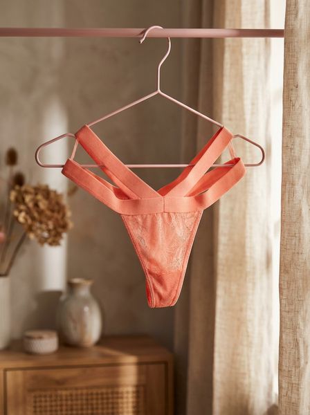 G string Γυαλιστερή Λύκρα με Φαρδιά Λάστιχα   Κοραλί Milena By Paris 006965-Κοραλί