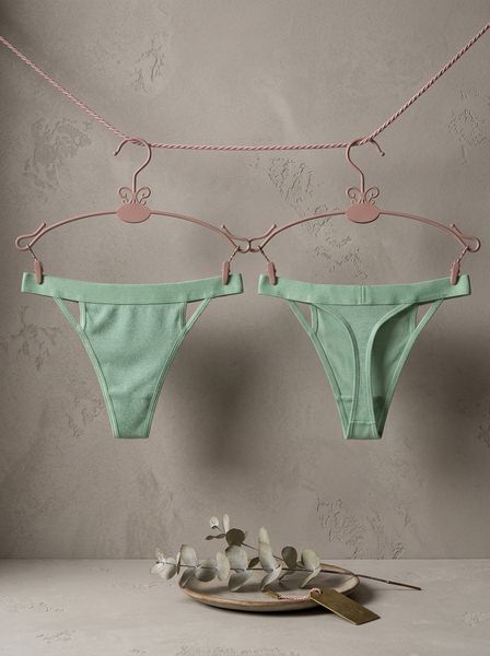 String Γυαλιστερή Λύκρα με Φαρδύ Λάστιχο   Aqua Milena By Paris 007753-Aqua