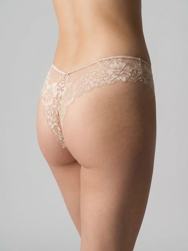 Brazilian Slip με Δαντέλα – Μπεζ Milena By Paris 008552-Μπεζ