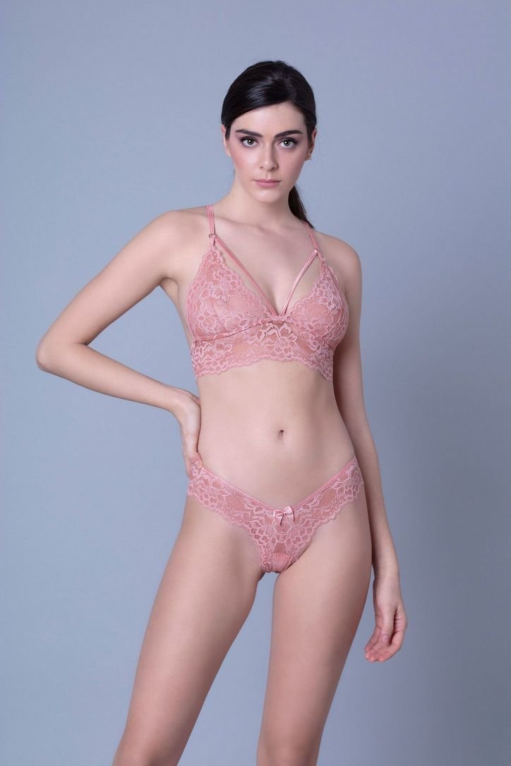 Δαντελένιο Bralette   Σομόν Milena By Paris 010154-Σομόν