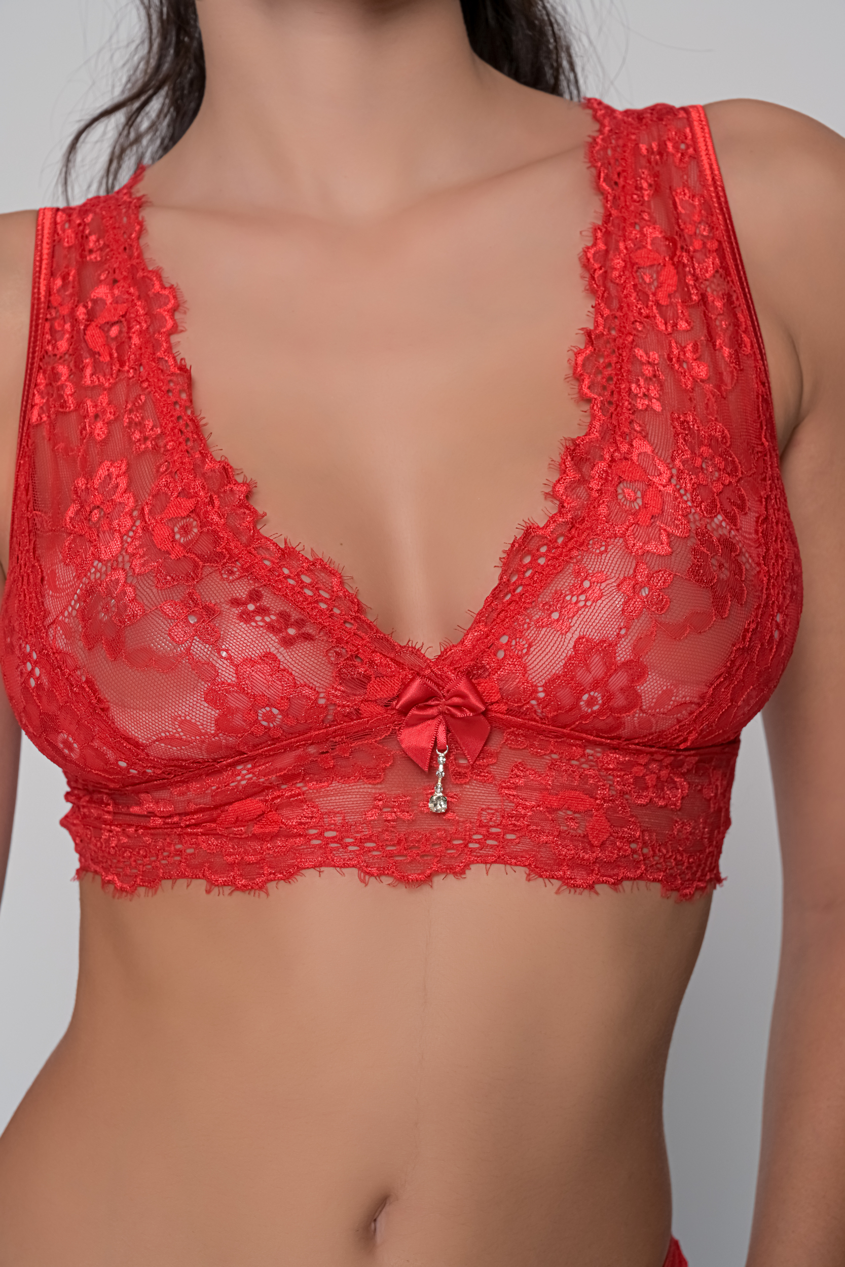 Δαντελένιο Bralette   Κόκκινο Milena By Paris 010197-Κόκκινο