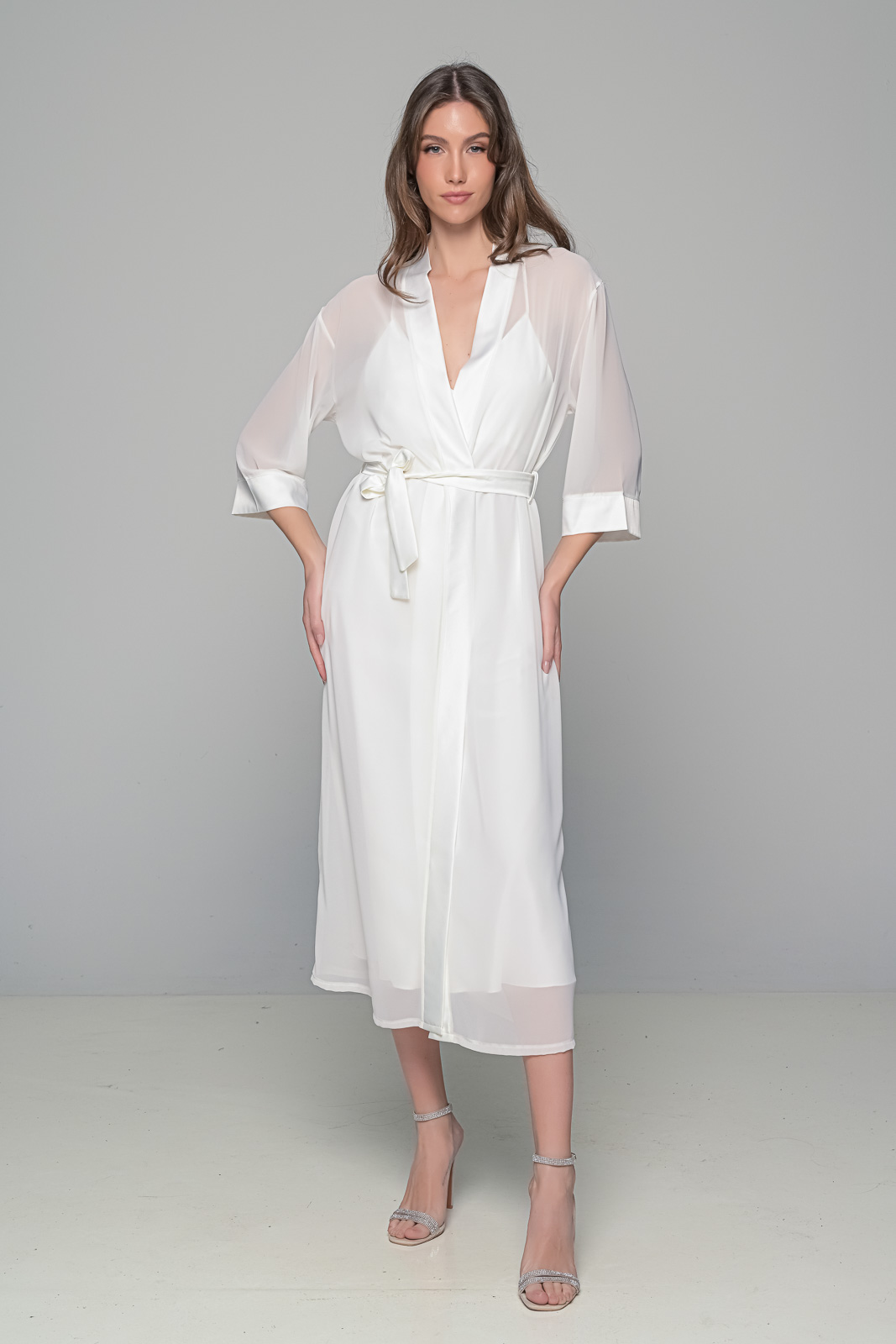 Μάξι Νυφική Ρόμπα Μουσελίνα   Ιβουάρ Milena By Paris 005368-Ιβουάρ