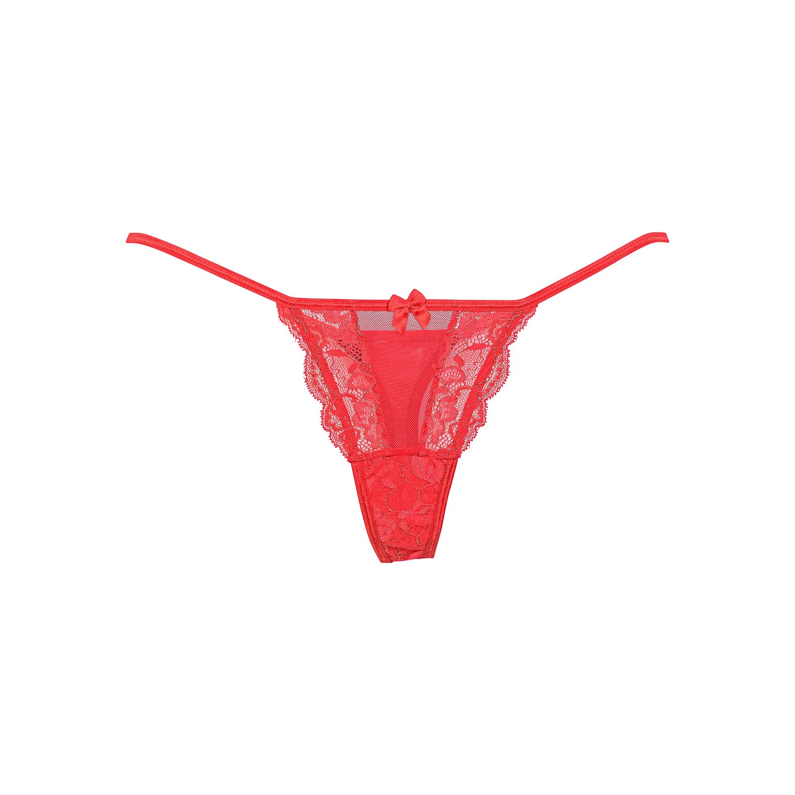 Tanga String Δαντέλα με Χρυσοκλωστή   Κόκκινο Milena By Paris 007678-Κόκκινο