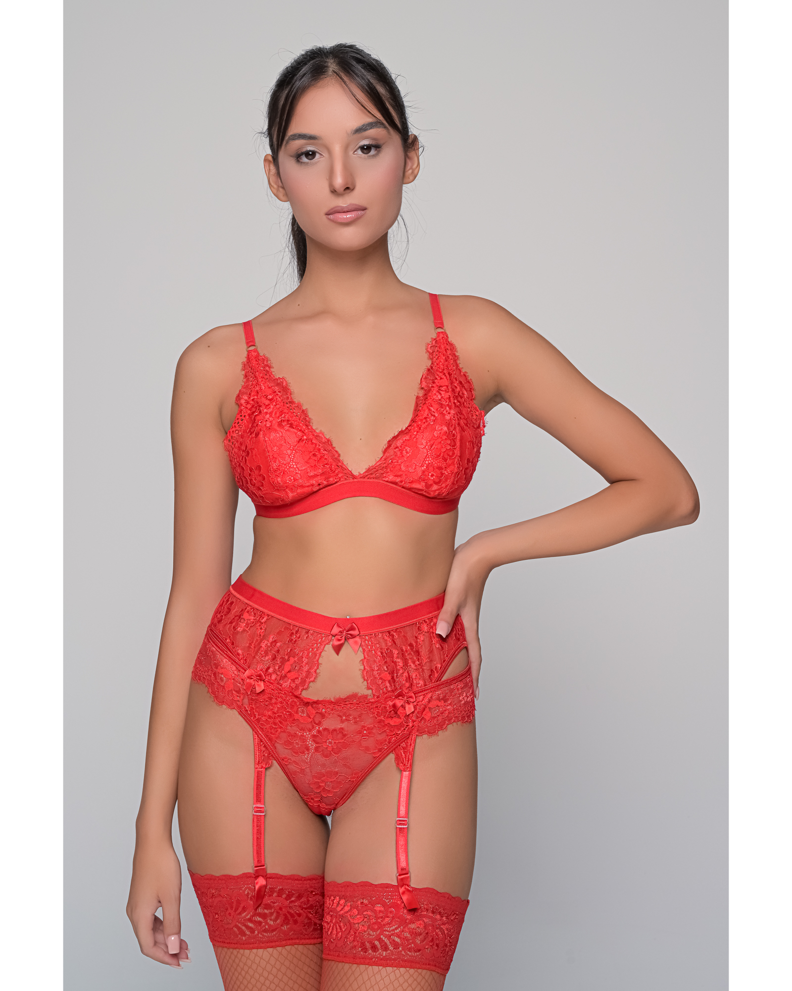 Σετ Ζαρτιέρα με Brazil   Κόκκινο Milena By Paris Set5417_8469-Κόκκινο