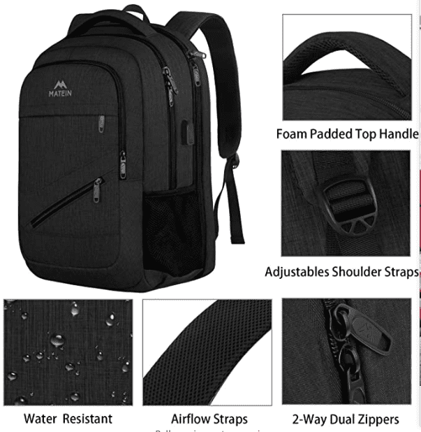 Σακίδιο πλάτης 30L Laptop 17,3” Matein 1035 μαύρο