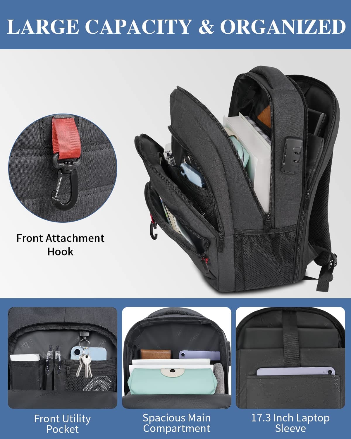 Σακίδιο πλάτης 30L Laptop 17,3” Matein 1425 μαύρο