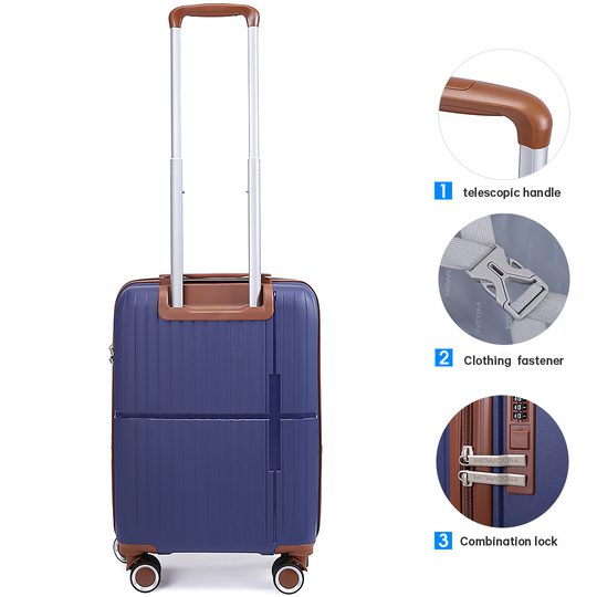 Βαλίτσα σκληρή Newcom N1596 (PP) μικρή μεσαία 56x22x37 cm + 67x22,5x43 cm μπλε