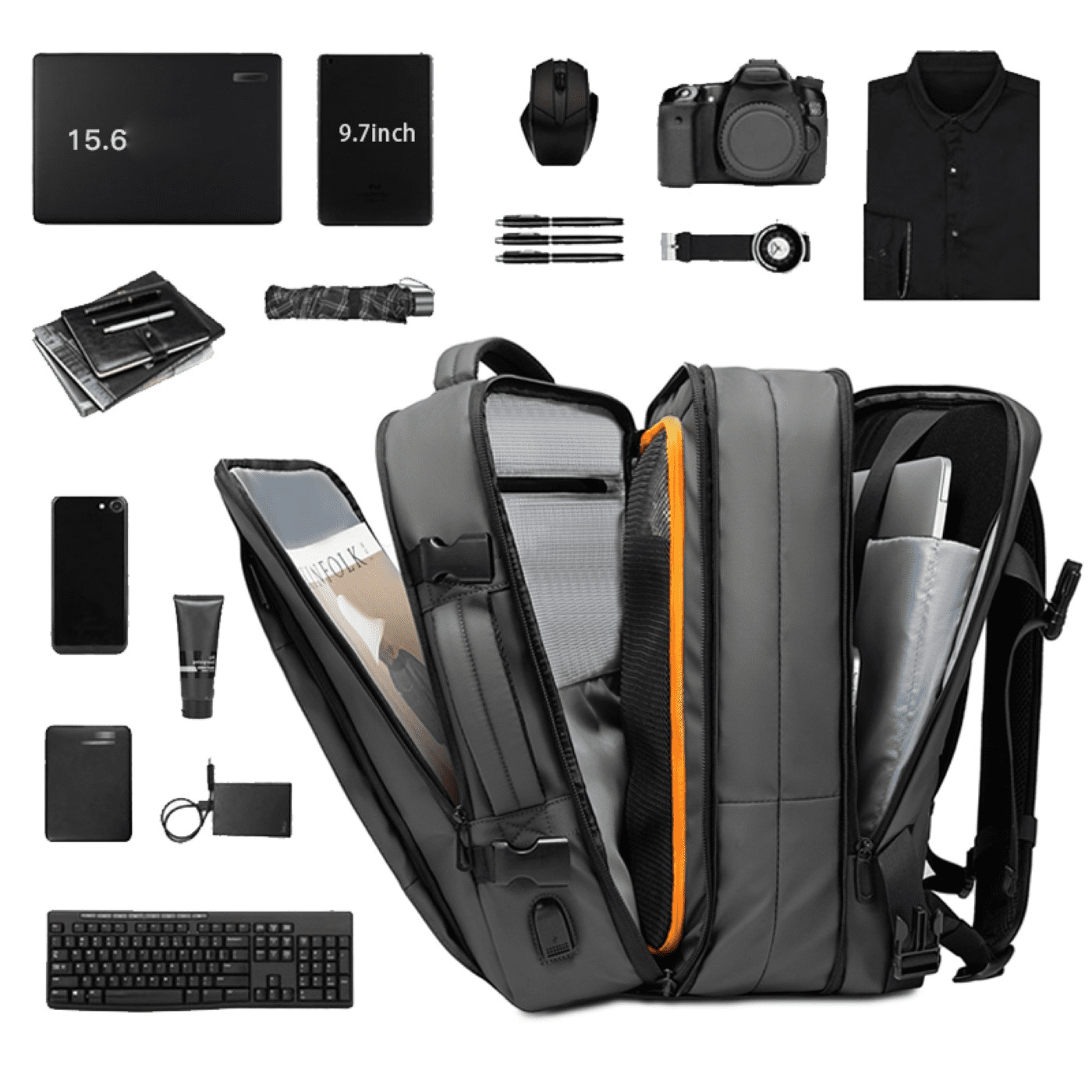 Σακίδιο πλάτης 49L Laptop 17,3” Bange 1908 plus γκρί