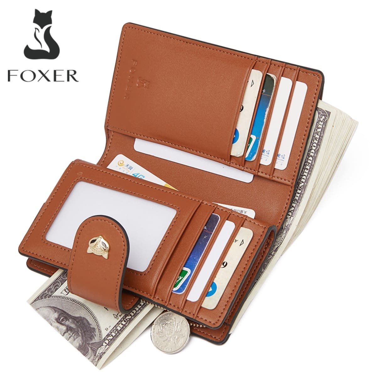 Γυναικείο PVC πορτοφόλι Foxer 230046F καφέ