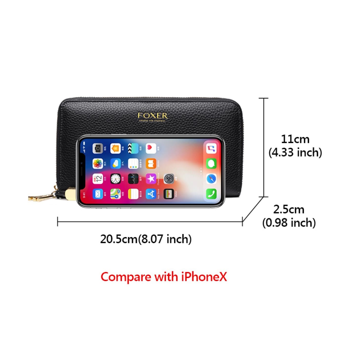 Γυναικείο δερμάτινο πορτοφόλι Foxer 256001F μαύρο