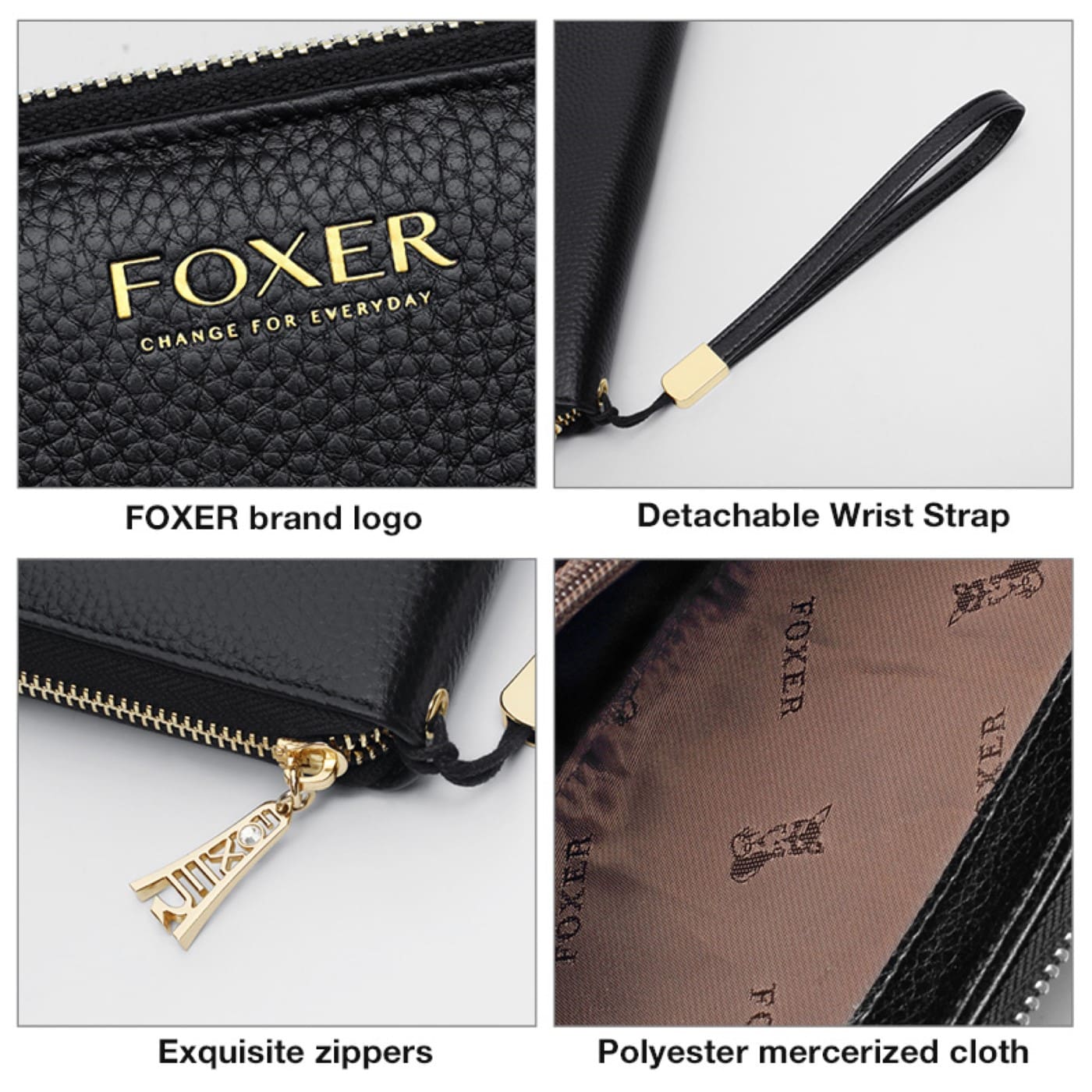 Γυναικείο δερμάτινο πορτοφόλι Foxer 256001F μαύρο