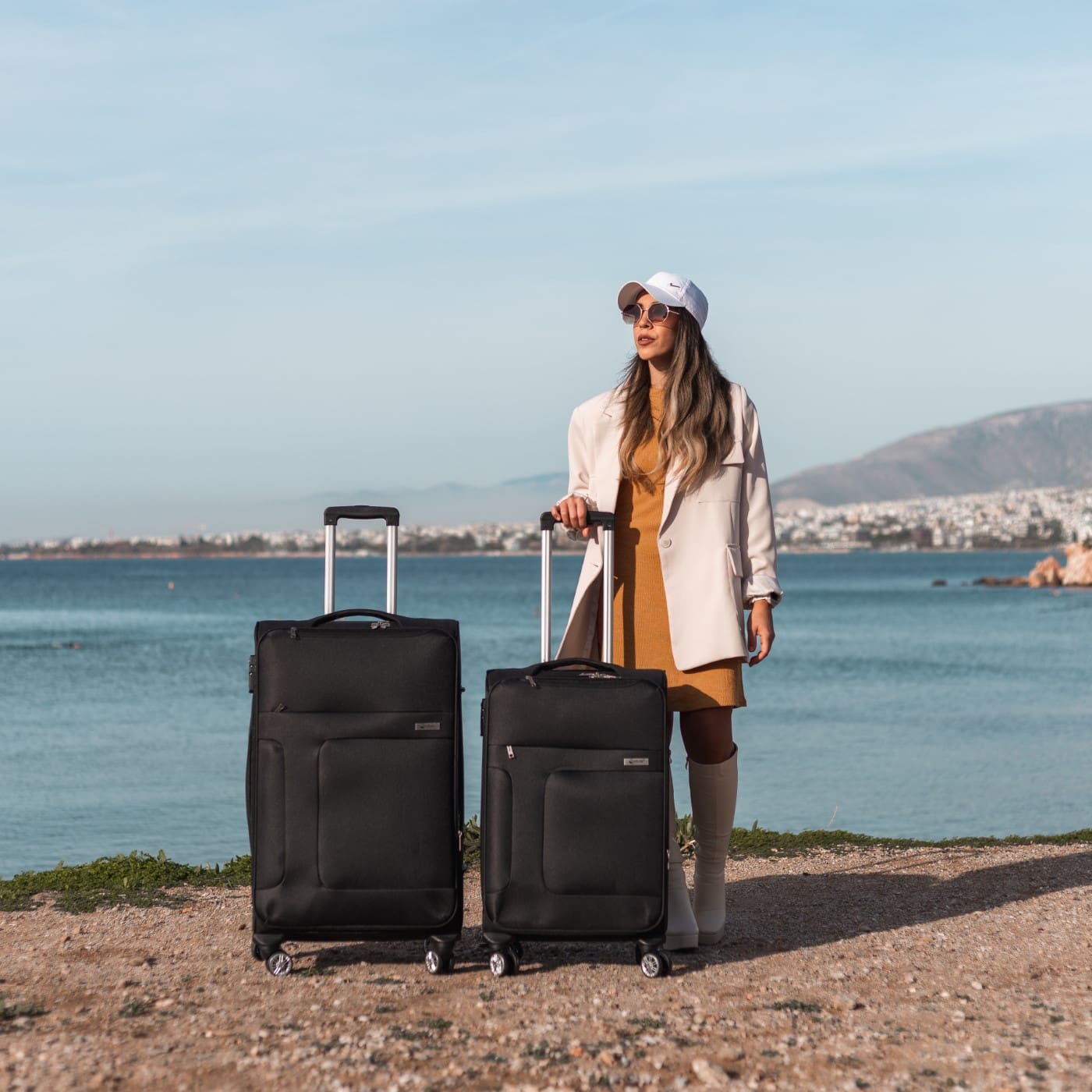 Βαλίτσα trolley Cardinal 3800 μεσαία μεγάλη 66x25x40 cm + 77x30x46 cm μαύρη