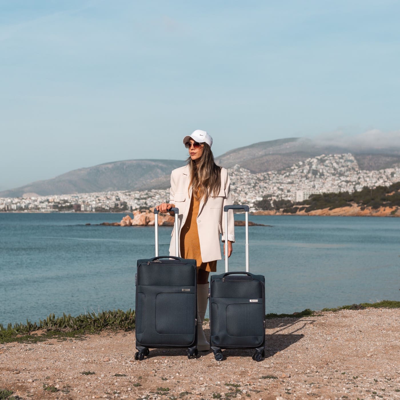 Βαλίτσα trolley Cardinal 3800 μικρή μεσαία 55x23x37 cm + 66x25x40 cm σκούρο μπλέ