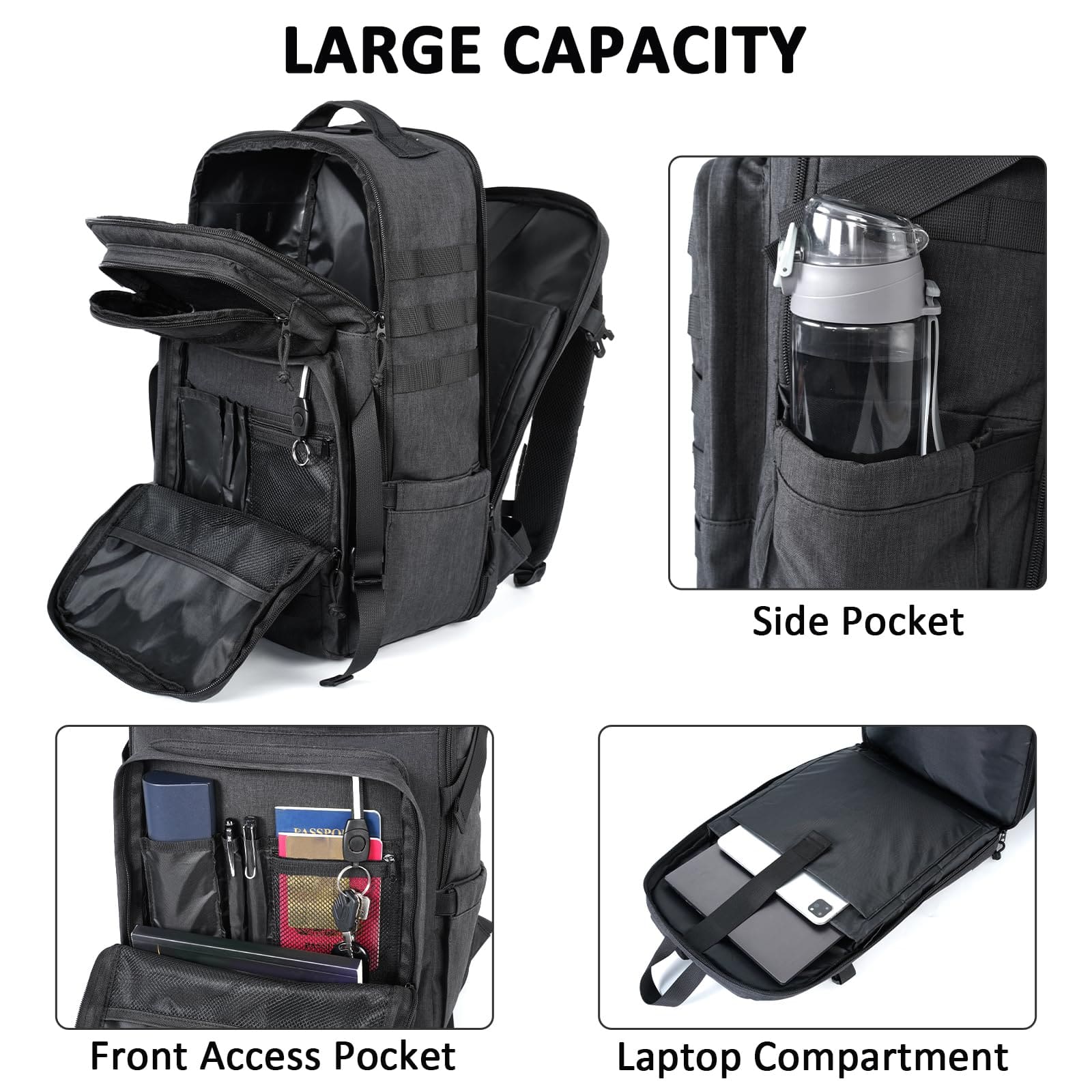 Σακίδιο πλάτης Military 32L 17,3” Matein 6056 μαύρο
