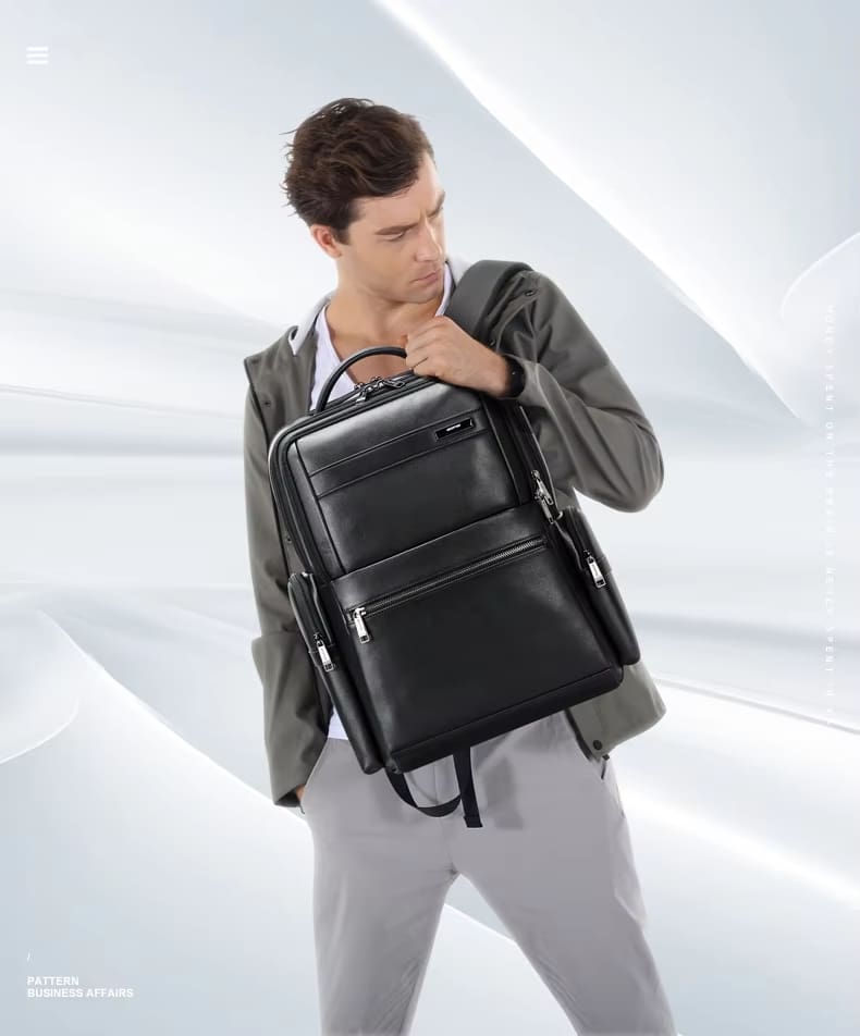 Δερμάτινο Σακίδιο πλάτης Αντικλεπτικό 30L Laptop 17,3” Bopai 61-121961 μαύρο